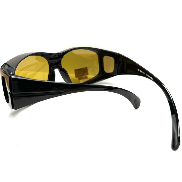 2 Night Vision Driving Glasses Fit Over Unisex Anti Glare Polarized Yellow Lens