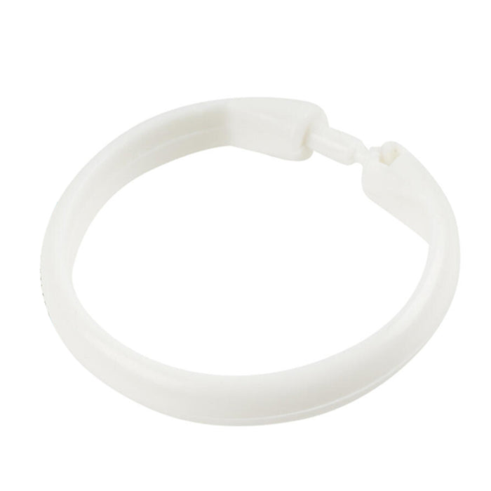 Set of 12 White Bathroom Shower Curtain Rings Hooks Round Snap Quality Plastic