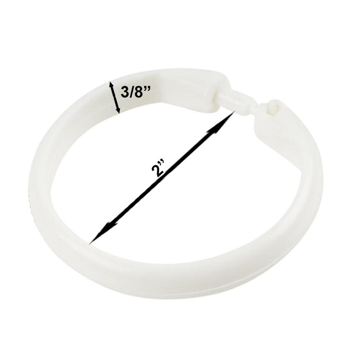 Set of 12 White Bathroom Shower Curtain Rings Hooks Round Snap Quality Plastic