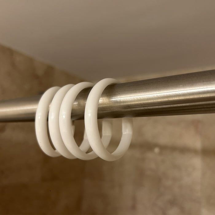 Set of 12 White Bathroom Shower Curtain Rings Hooks Round Snap Quality Plastic