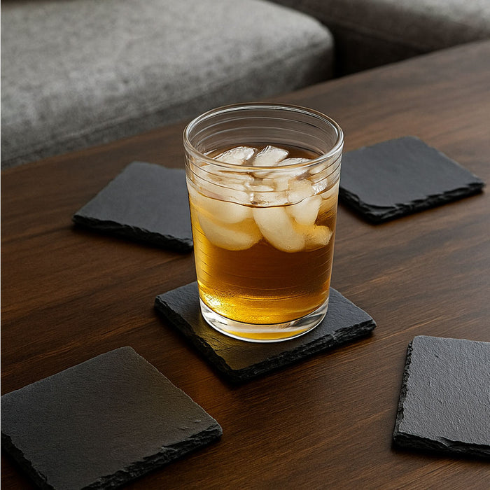 8 Pack Square Slate Drink Coasters Grey Stone Bulk Cup Bar Anti-Scratch Bottom