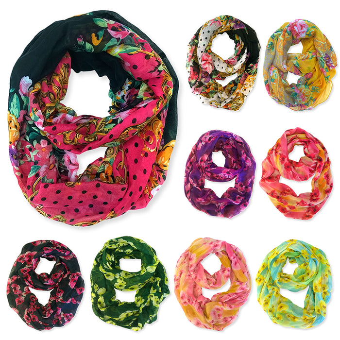 Womens Winter Convertible Infinity Scarf Long Loop Soft Cowl Floral Print Gift