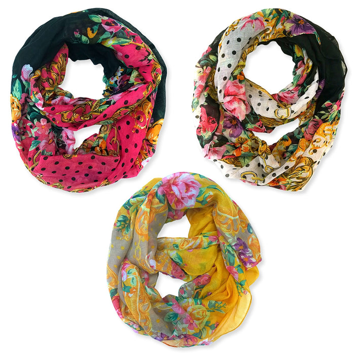Womens Winter Convertible Infinity Scarf Long Loop Soft Cowl Floral Print Gift