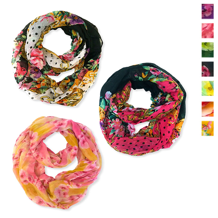 Womens Winter Convertible Infinity Scarf Long Loop Soft Cowl Floral Print Gift