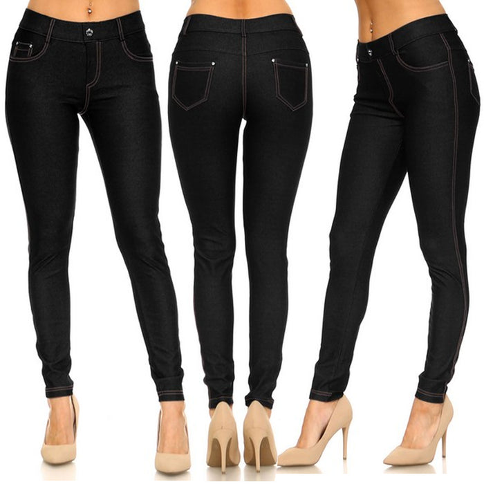 2 Women Stretchy Denim Jegging Jeans Pants Tummy Control Fitted Black Small Sale