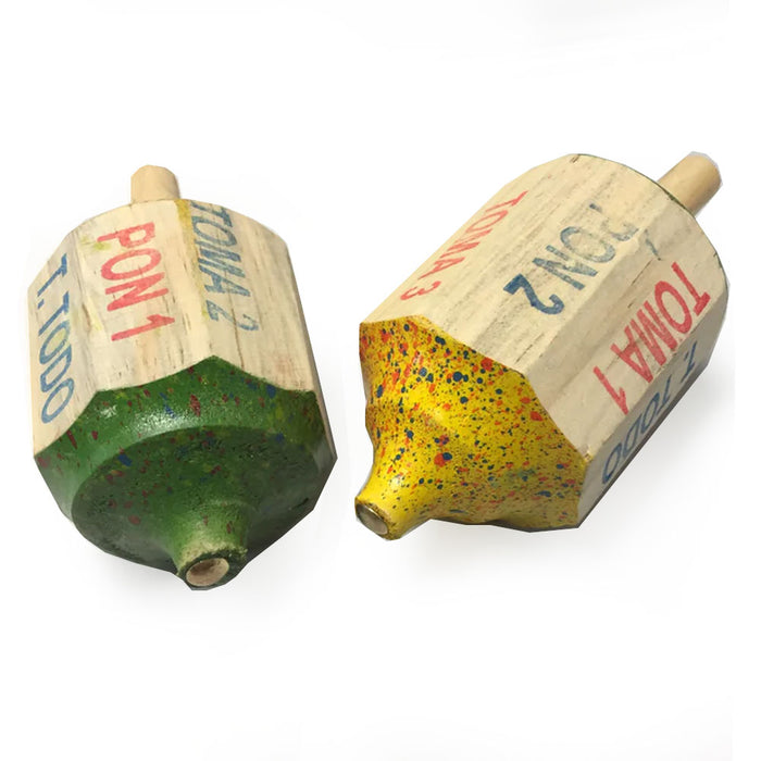 4pk Toma Todo Mexican Game 3in Pirinola Spinning Top Toy Wood Premium Artesania