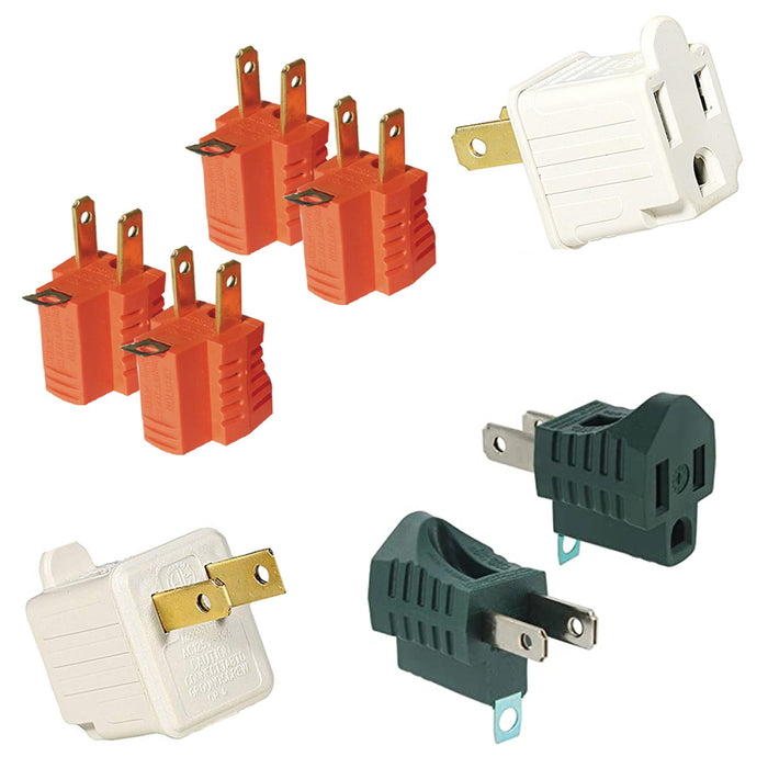 8 Pcs 3 Prong to 2 Prong Outlet Electrical Ground AC Adapter Grounding Converter