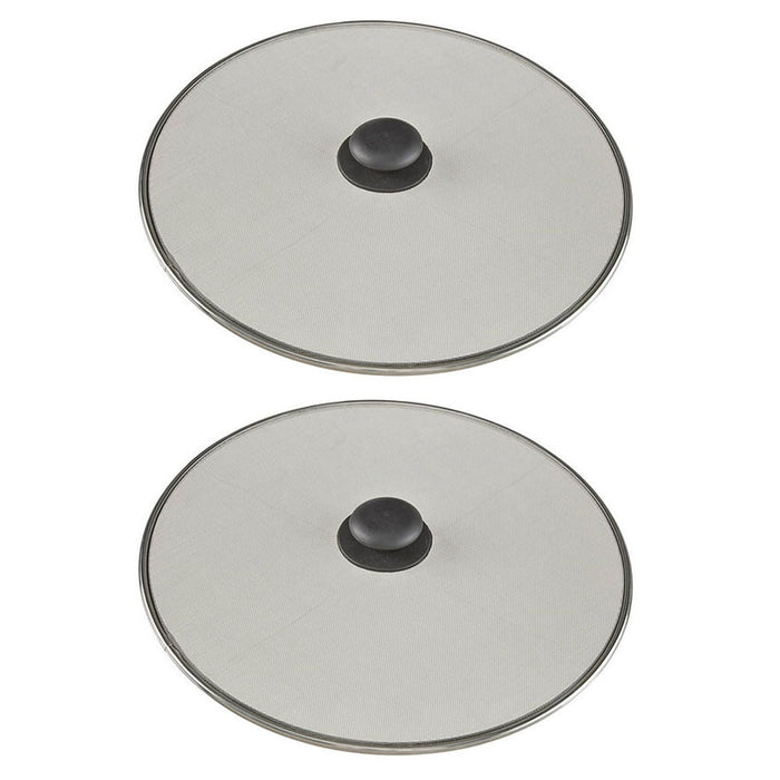 2 Pc 11" Splatter Screen Frying Pan Stainless Steel Grease Guard Shield Hot Oil