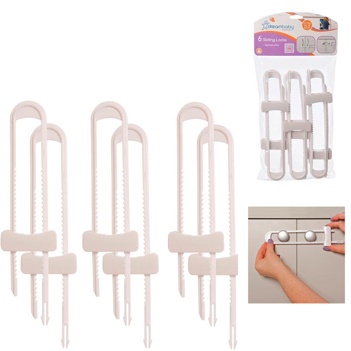 6 Pk Dreambaby U Shaped Cabinet Locks Sliding Extra Long Child Lock for Cabinets