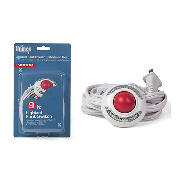 2 Pc Foot Switch Extension Cord ON/OFF Plug 9ft 2-Prong 3 Outlet Lighted Pedal