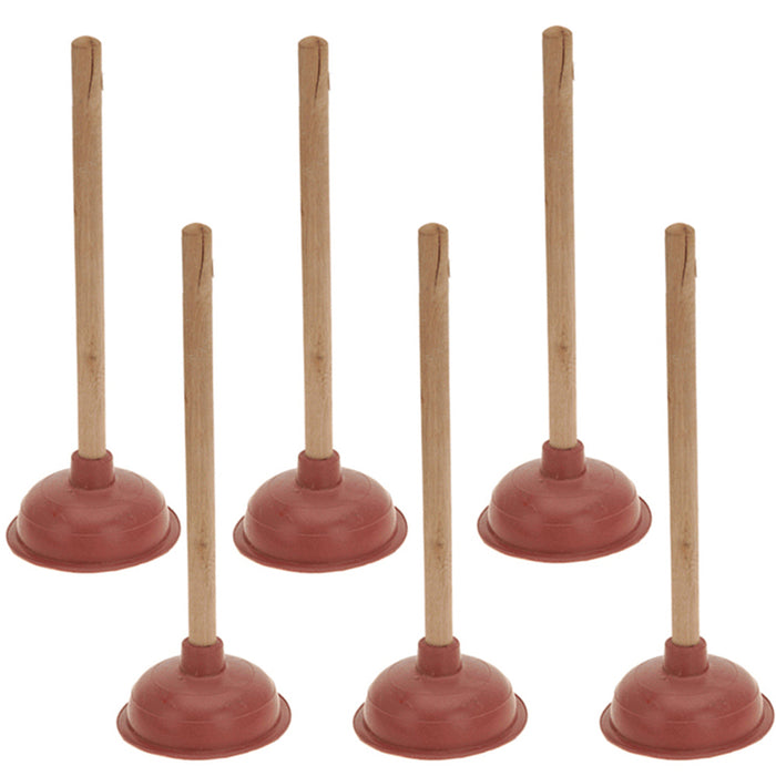 6Pcs Heavy Duty Toilet Plunger Long Fix Drain Clogged Bathroom Force Suction Cup