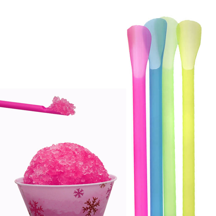 50 Pc Snow Cone Spoon Straws Multicolor Slush Shaved Icy Smoothie Drinking Party