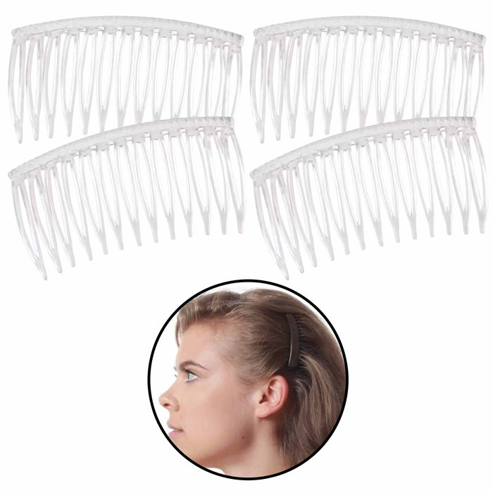 4 Pc Clear Side Combs Hair Clip Styling Accessories Bridal French Fashion Style