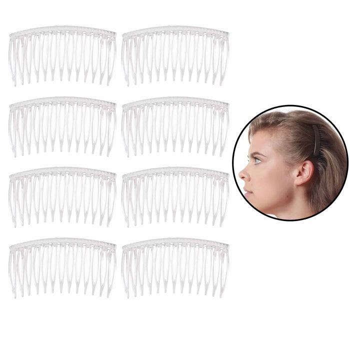 8 Pc Clear Elegant Side Combs Clips Hair Styling Bride Paris Fashion Accessories