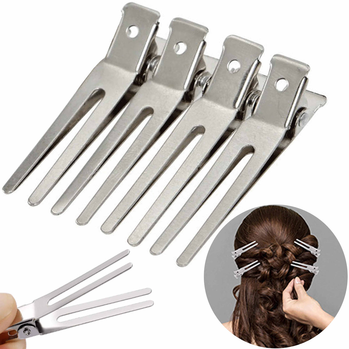 40 Pc Double Prong Pin Curl Clips Hair Setting Locs Retwist Hairdressi ...