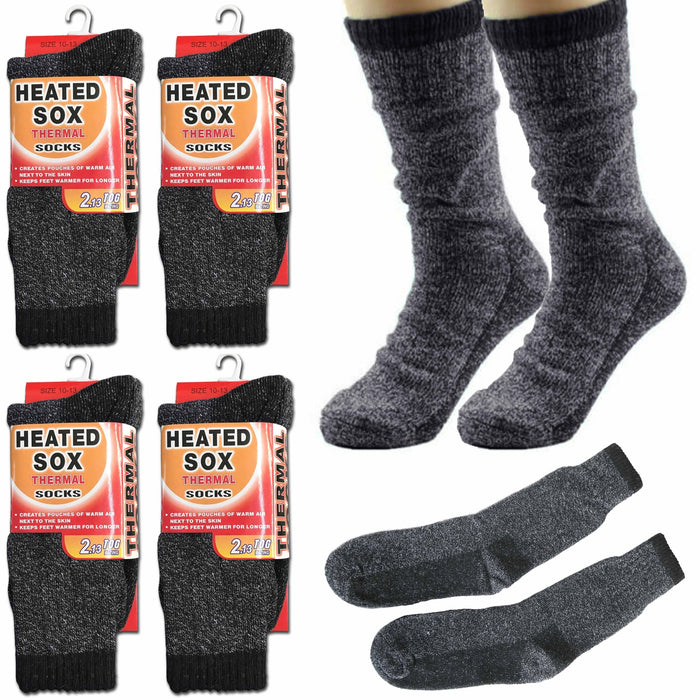 4 Pairs Men's Thermal Heated Socks Winter Sox Warm Heavy Duty Boots Cozy 10-13