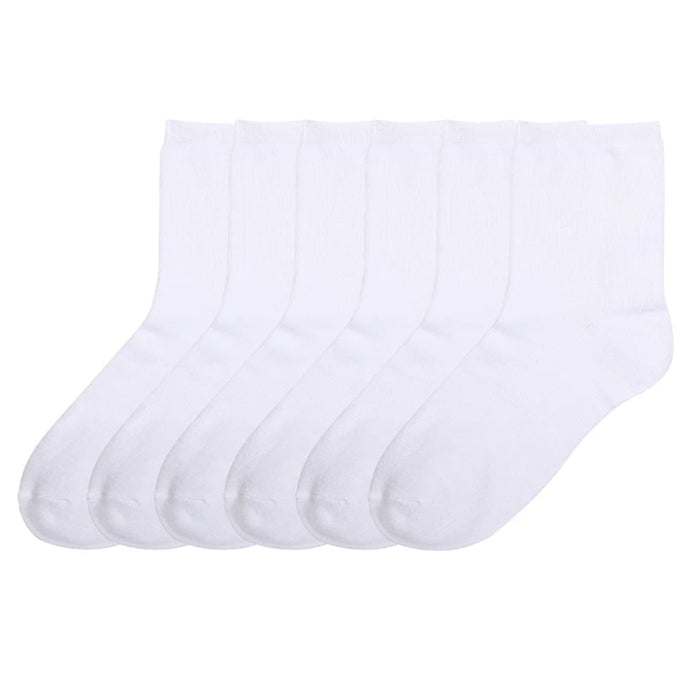 Pack 3 Unisex Kid Toddlers Crew Socks Stretch Casual Dress Boys Girl 2T 3T White
