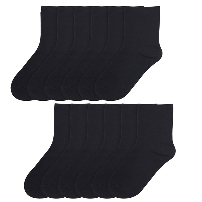 12 Pair Toddler Crew Socks Boys Girls Casual Athletic Dress Kids 2-3 Years Black