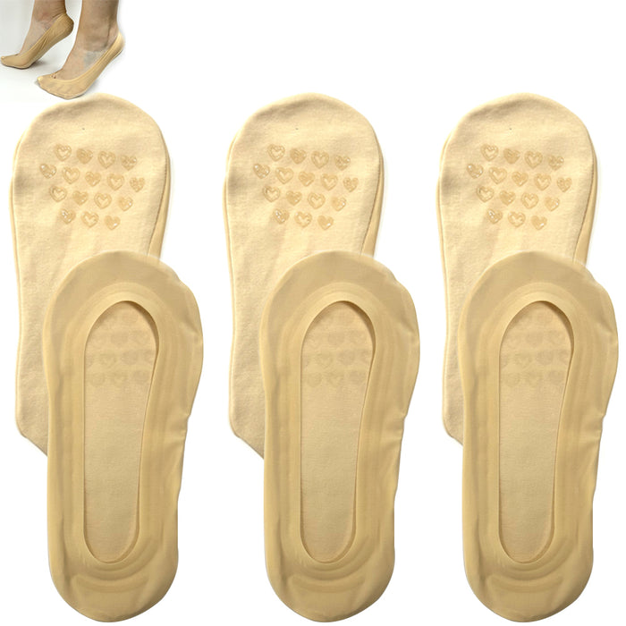 6pk No Show Socks Women Nude Flats Non Slip Foot Liner Invisible Ultra Low 9-11