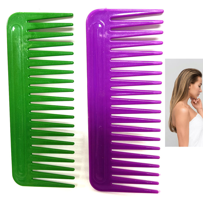 2 Jumbo Hair Detangling Shower Comb Wide Tooth No Handle Dry Wet Gently Detangle
