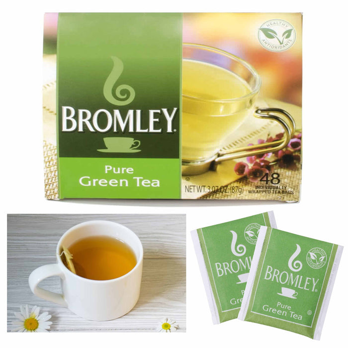 48 Ct Green Tea Bags Pure 100% Natural Bromley Hot Beverage Antioxidant Drink