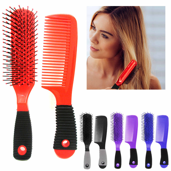 2 Pc Detangling Comb Brush Set Wet Dry Hair Styling Detangle Salon Hairdressing