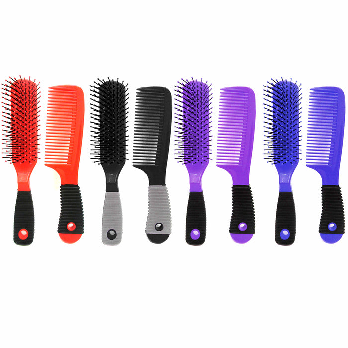 8pc Combs Detangle Brush Set Dry Wet Hair Wash Detangling Styling Salon 4 PACKS