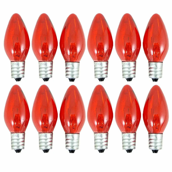 12 Red Light Bulbs 7 Watts Lighting Candelabra Nightlight Replacement Lamp Party