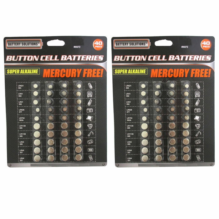 80 Assorted Batteries Button Cell AG1 AG3 AG4 AG5 AG10 AG12 1.5 Volts Alkaline
