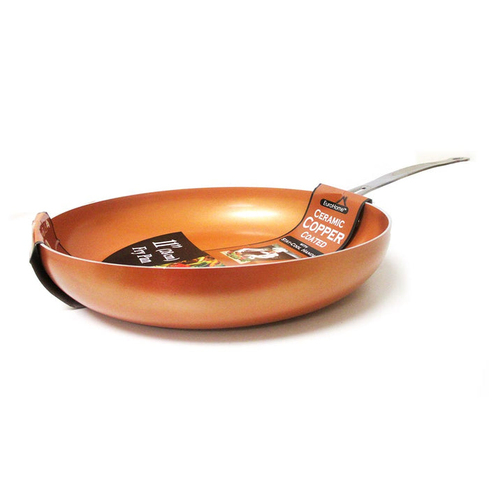 2 Piece Non Stick Ceramic Copper Coated Fry Pan Set Eco PFOA free Cookware 11"