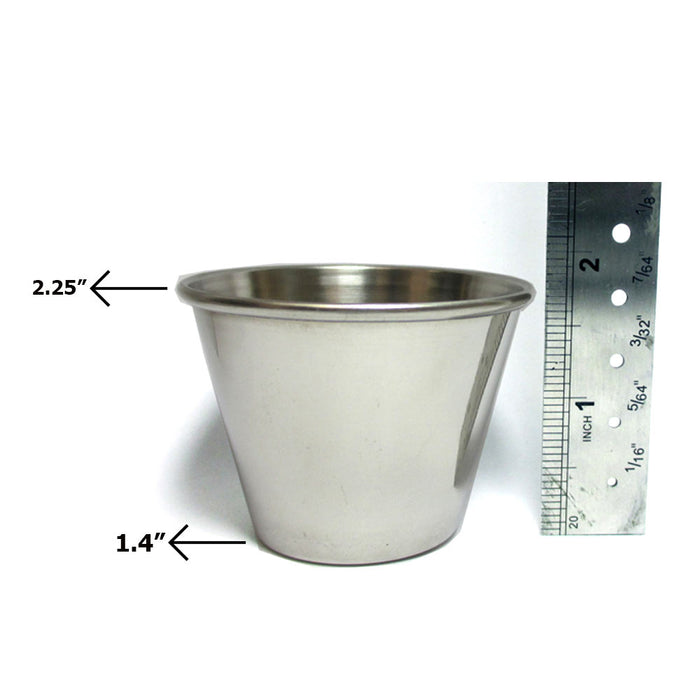 8 Stainless Steel Cups 2oz Sauce Pots Ramekins Condiment Serving Bowls Container