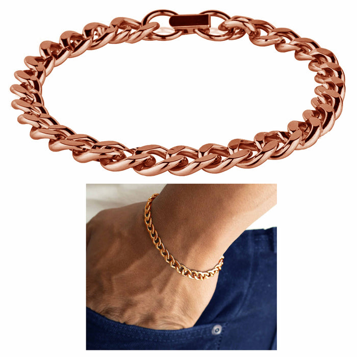 Cuban Chain Link Pure Copper Deluxe Men Women Bracelet Metal Health Pain Relieve