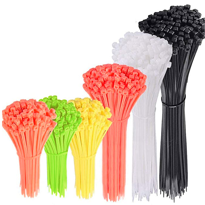 200 Pcs Assorted Neon Color Cable Zip Tie Nylon Wire Electrical Network Cord New