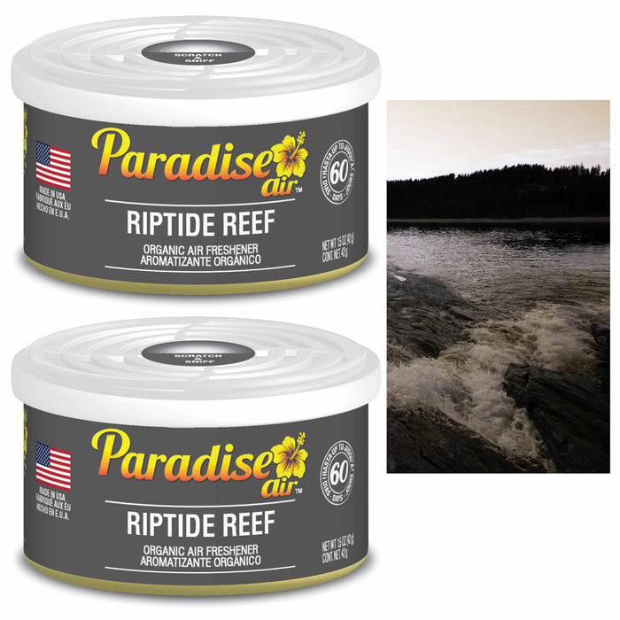 2 Paradise Organic Air Freshener Riptide Reef Scent Fiber Can Home Car Aroma
