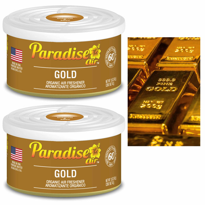 2 Paradise Organic Air Freshener Gold Scent Fiber Can Home Fragrance Car Aroma