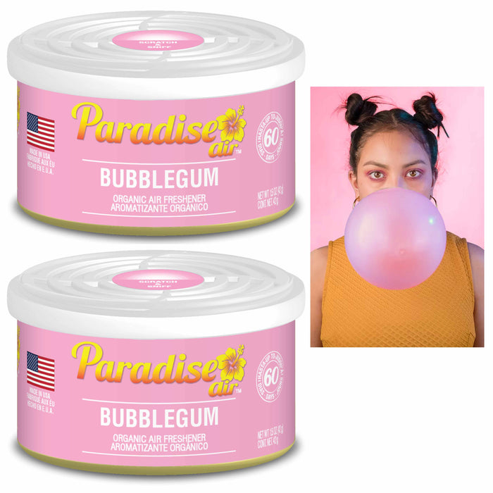 2 Pc Paradise Organic Air Freshener Bubblegum Scent Fiber Can Home Car Aroma