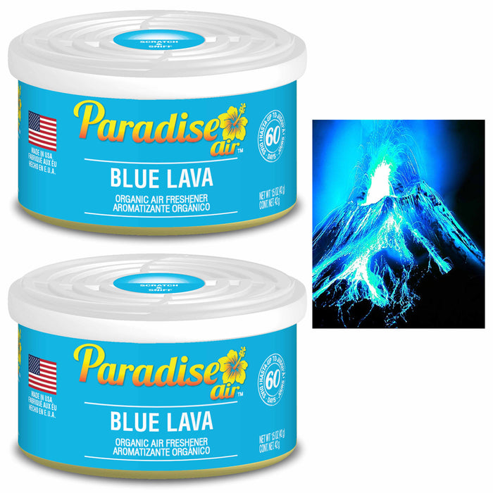 2 Pc Paradise Organic Air Freshener Blue Lava Scent Fiber Can Home Car Aroma
