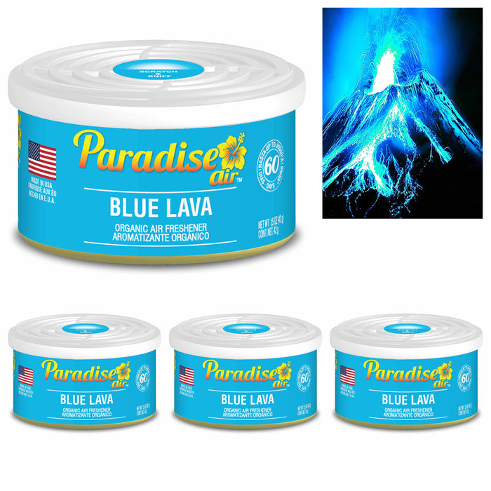 4 Pc Paradise Organic Air Freshener Blue Lava Scent Fiber Can Home Car Aroma