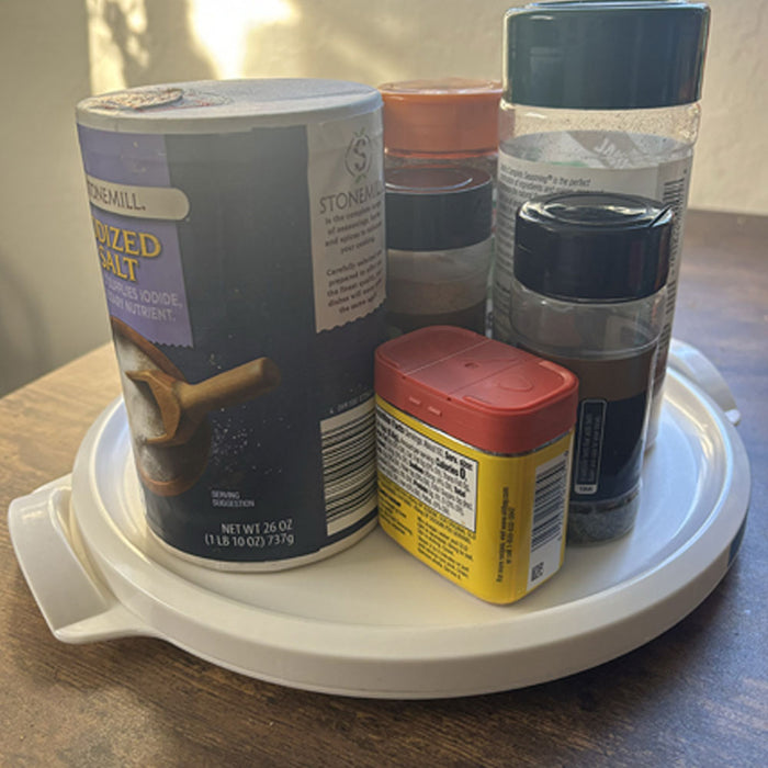 1 Multipurpose 9" Turntable Rotating Organizer Storage Swivel W/ Handles Kitchen