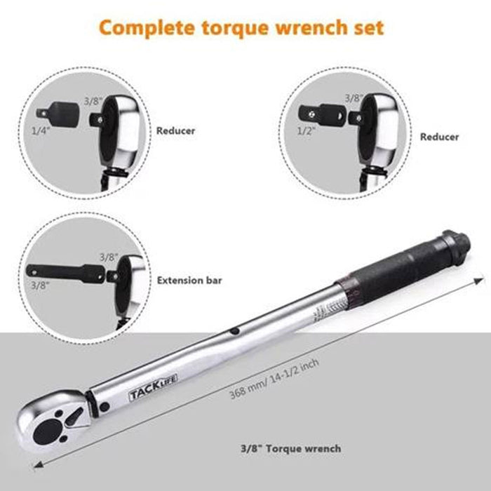 3 Pc 3/8'' Drive Click Torque Wrench Set Tools Scale 10-80 FT LB 13.6-108.5 Nm
