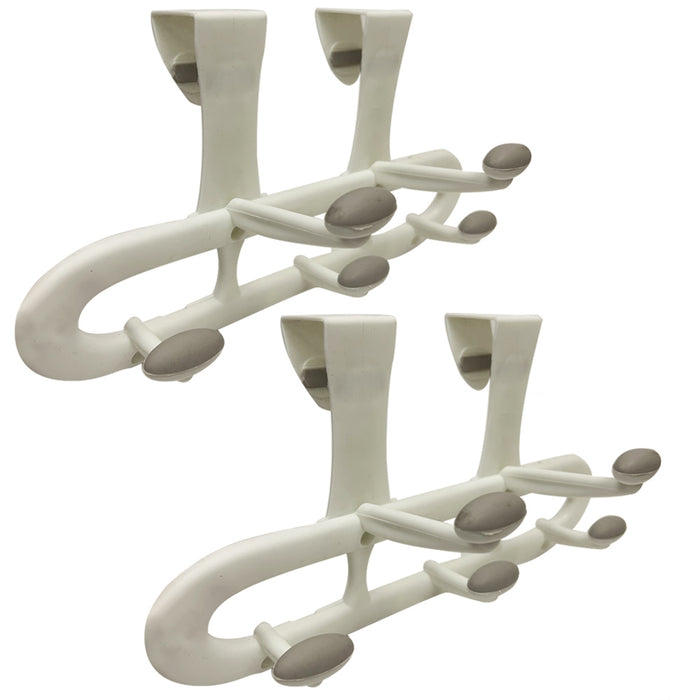 2pack Over The Door 5 Hooks Hanger Towel Rack Bathroom Coat Rack Back Door White