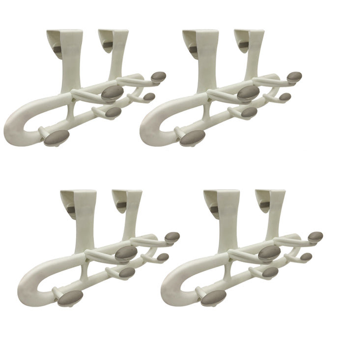 4 Over the Door 5 Hooks Rack Home Bathroom Towel Hanger Plastic Clothes Coat Hat