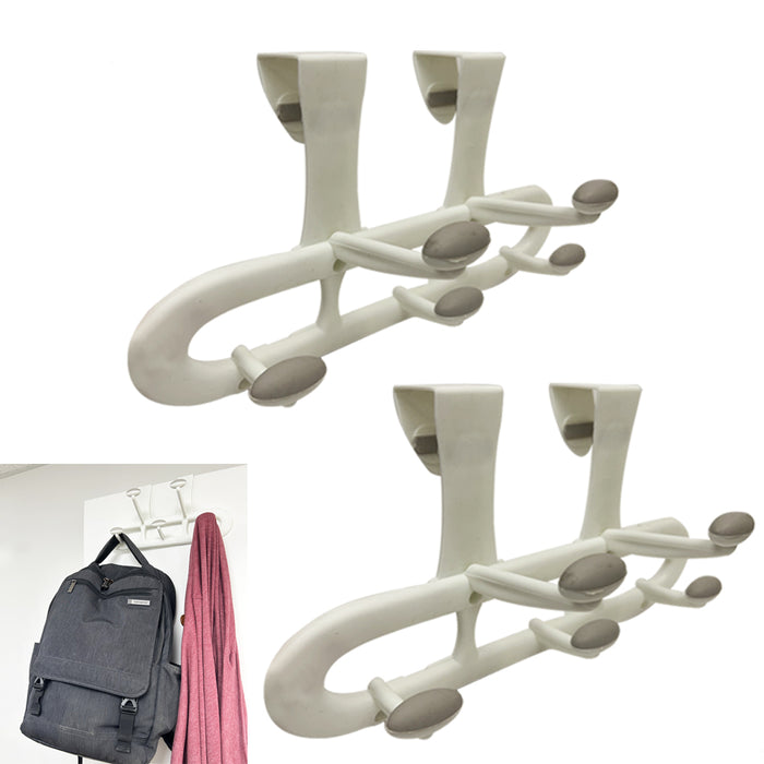 2pack Over The Door 5 Hooks Hanger Towel Rack Bathroom Coat Rack Back Door White
