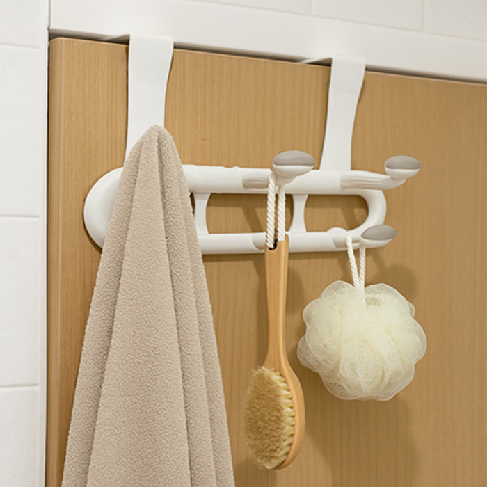 4 Over the Door 5 Hooks Rack Home Bathroom Towel Hanger Plastic Clothes Coat Hat
