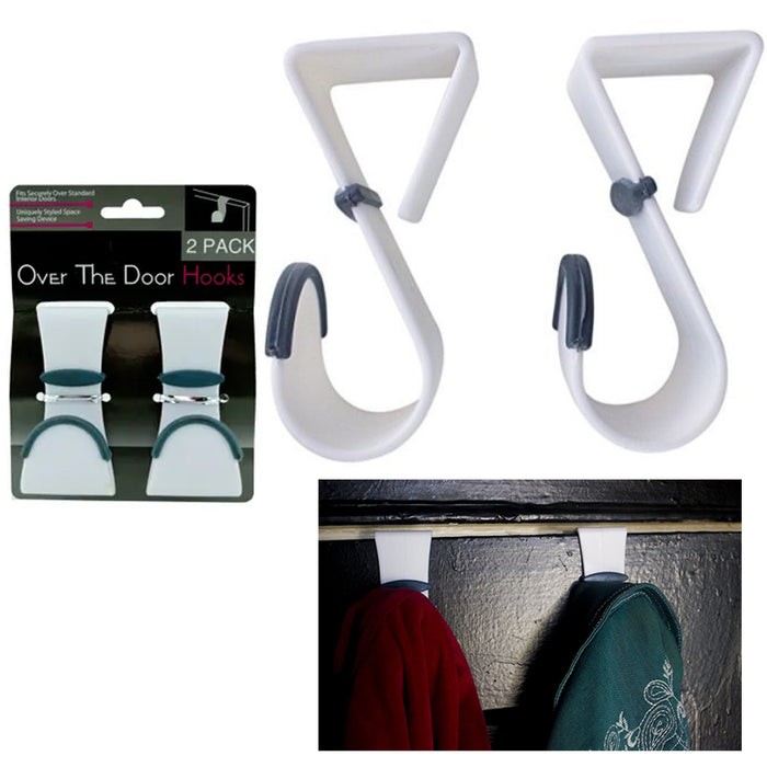 2 Pc Over the Door Hooks Hangers Hanging Purse Bag Towels Coats Rack Space Saver