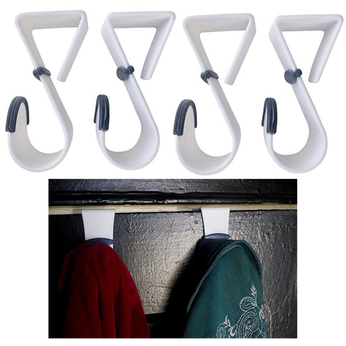 4 Pc Over the Door Hooks Hangers Hanging Purse Bag Towels Coats Rack Space Saver