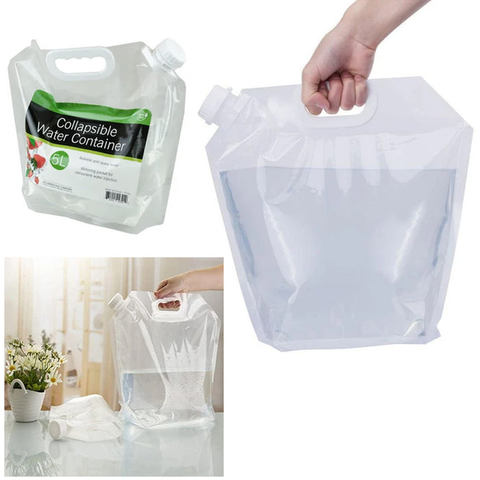 2pc Collapsible Water Container 5 Liter Camping Storage Foldable Bottle Portable