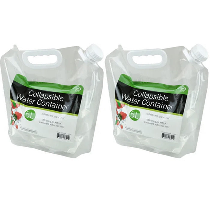 2pc Collapsible Water Container 5 Liter Camping Storage Foldable Bottle Portable