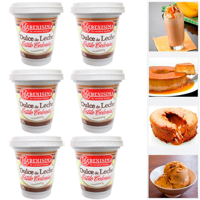 6 Dulce De Leche La Serenisima Spread Jar Arequipe Cajeta 400g 14oz Milk Caramel