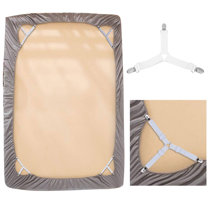 8 Pc Bed Sheet Clips Suspender Straps Mattress Fastener Holder Triangle Grippers